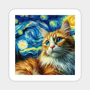 The red Cat and the starry night Magnet