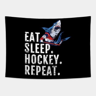 Eat Sleep Hockey Repeat, Hockey Shark Tees Tapestry