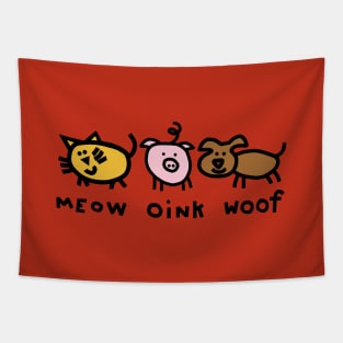 Cute Animals Noisy Cat Pig Dog Tapestry