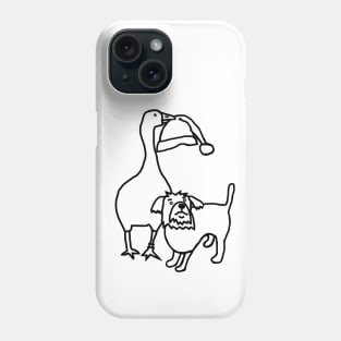 Goose Steals Santa Hat from Cute Dog Outline Phone Case