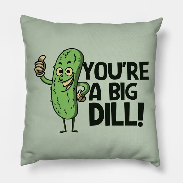 Funny Retro Pickle Cartoon // You're a Big Dill! Pillow by SLAG_Creative