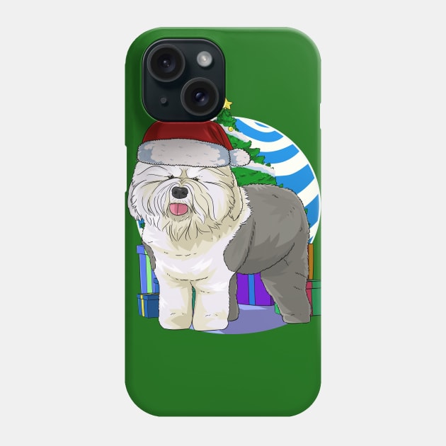 Old English Sheepdog Dog Cute Santa Christmas Gift Phone Case by Noseking