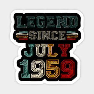 64 Years Old Legend Since July 1959 64th Birthday Magnet