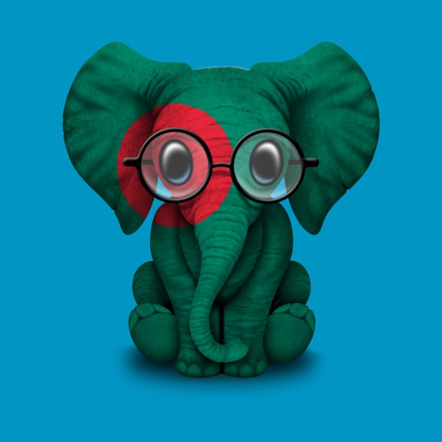 Baby Elephant with Glasses and Bangladeshi Flag by jeffbartels