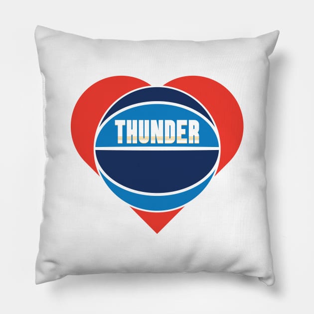 Heart Shaped Oklahoma City Thunder Basketball Pillow by Rad Love