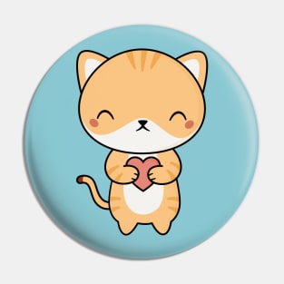 Cute and Kawaii Cat With Heart Pin