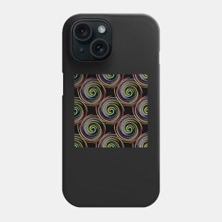 Repeating Spiral Pattern on Black Background Phone Case