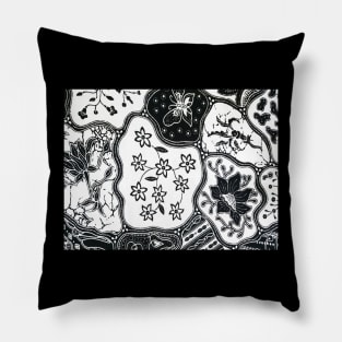 Batik with paisley pattern with flowers and butterfly Pillow