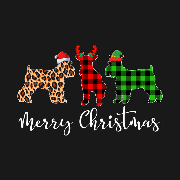 Merry Christmas Leopard Red Green Plaid Miniature Schnauzer by Dunnhlpp