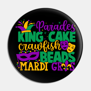 King Cake Beads Mardi Gras Pin