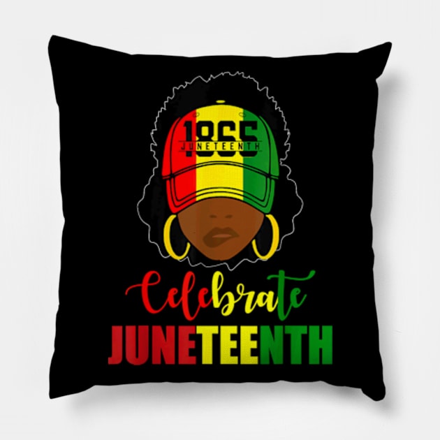 Juneteenth Tshirt Women Loc'd Hair Remembering My Ancestors T-Shirt Pillow by Madridek Deleosw