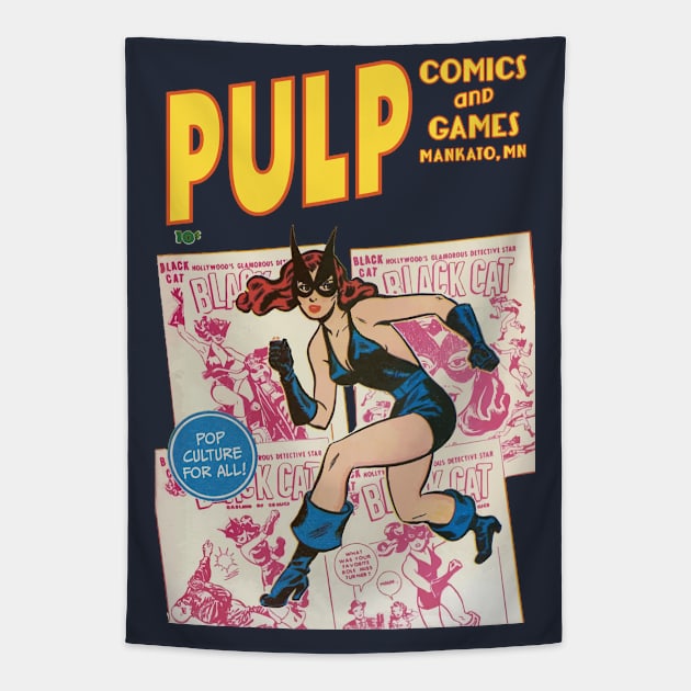 Pulp Black Cat Collage Tapestry by PULP Comics and Games