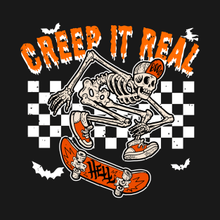 Creep It Real Skeleton Halloween Vintage Retro T-Shirt