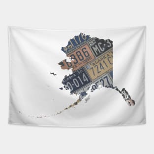 Vintage Alaska License Plates Tapestry