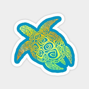 Green mandala turtle Magnet