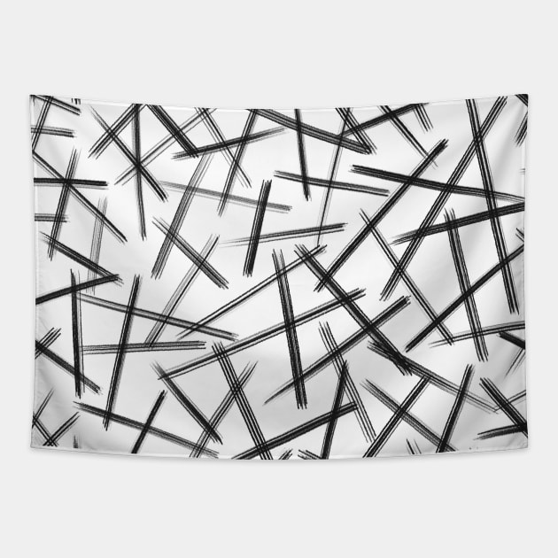 Black and White Scribble Sketch Tapestry by OneThreeSix