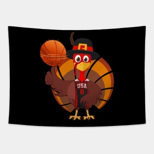 Funny Basketball Turkey Thanksgiving Tapestry