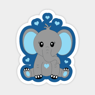 Cute baby elephant in blue Magnet