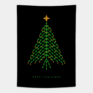 Merry Christmas with elegant yellow and green crystal Christmas Tree Tapestry