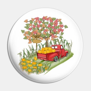 Vintage Pumpkin Pickup Truck Pin