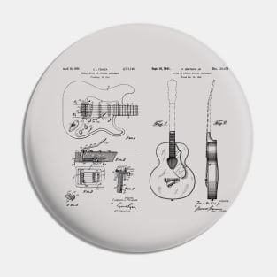 Acoustic and Fender Guitar Tremolo Patent Prints Pin