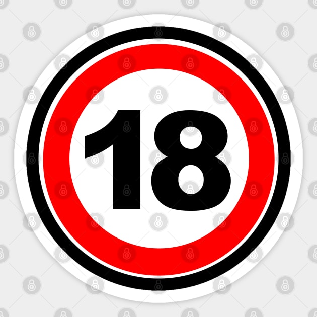 Number 18 - 18th Birthday Gift - Sticker