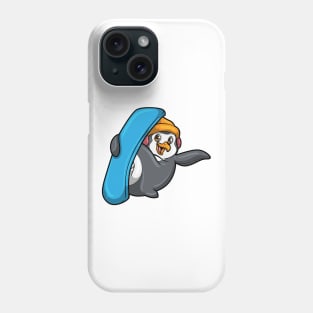 Penguin at Snowboarding with Snowboard and Hat Phone Case