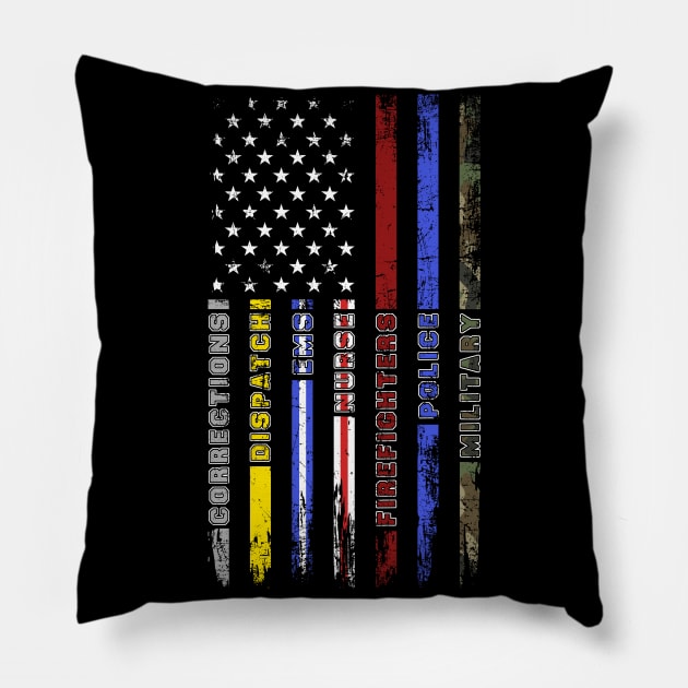 First Responders Hero Flag Nurse EMS Police Fire Military Pillow by neonatalnurse