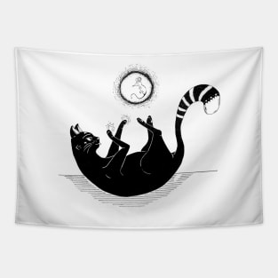 Magical Cat Traps Mouse Illustration Tapestry