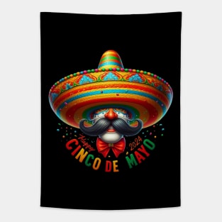 Happy Cinco de Mayo 2024 Vintage Sombrero Bigote Tapestry