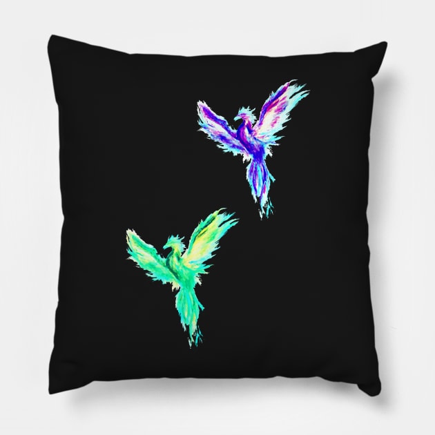 purple/blue phoenix Pillow by xaxuokxenx