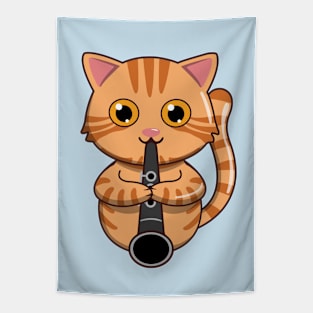 Bengal Cat Playing The Clarinet Tapestry