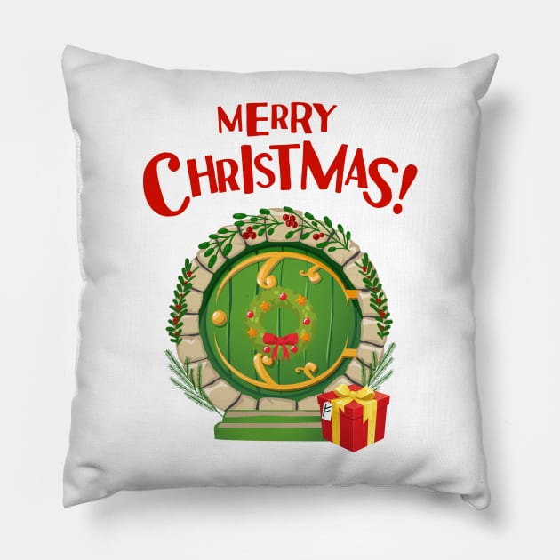 Merry Christmas II - Round Door - Fantasy Pillow by Fenay-Designs