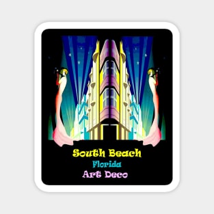 South Beach Miami Florida Art Deco Travel Advertising Print Magnet