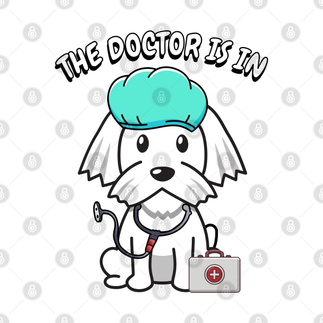 Cute white dog is a doctor by Pet Station