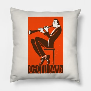 Clarinet Player ---- Retro Soviet Poster Aesthetic Pillow