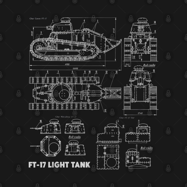 FT-17 Light Tank - WW1 Blueprint by Distant War