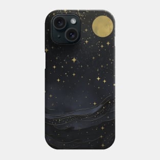 golden moon with stars during the night Phone Case