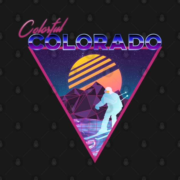 Retro Vaporwave Ski Mountain | Colorful Colorado | Shirts, Stickers, and More! by KlehmInTime