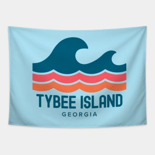 Tybee Island Georgia Vintage Wave Tapestry