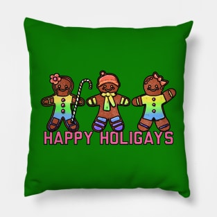 Happy Holigays Rainbow Pillow