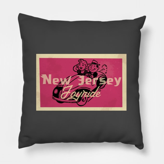 Vintage New Jersey postcard cartoon Pillow by SpaceWiz95