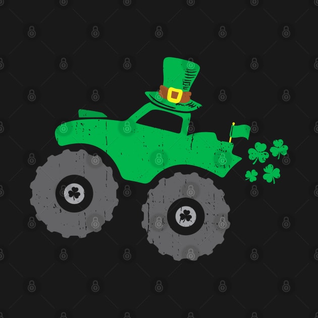 Kids Leprechaun Monster Truck Shamrock St Patrick Day Gift by dounjdesigner