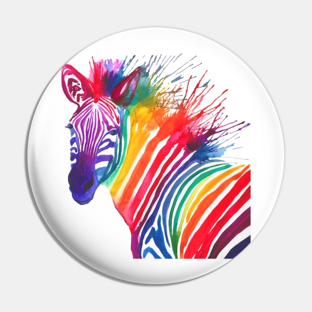 Rainbow Zebra Pin by DellaMorteArts