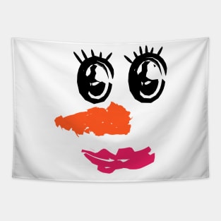 Cute Snowman Face Tapestry