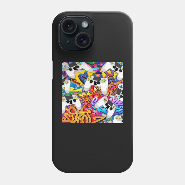 Gamer Graphic Design Game Controller Graffiti Psychedelic Pop Art Gaming Phone Case by tamdevo1