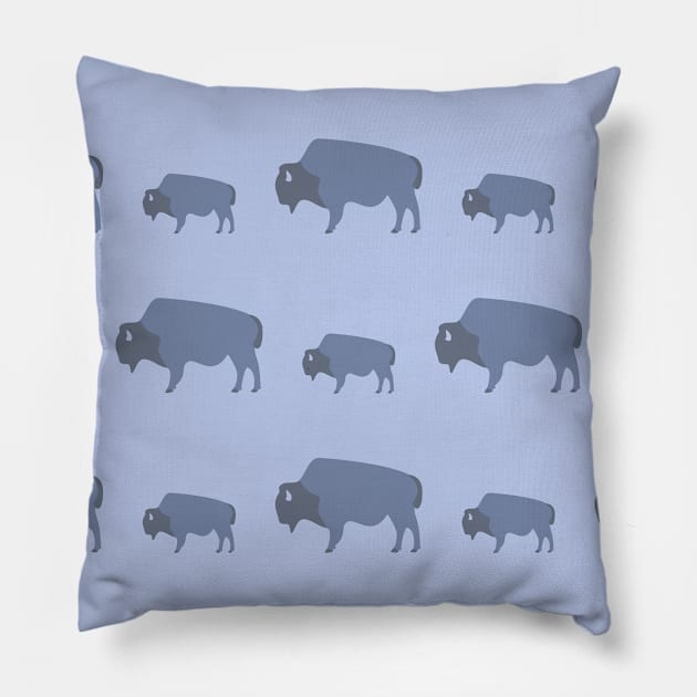 Bison And Baby (Tide) Pillow by Cascade Patterns