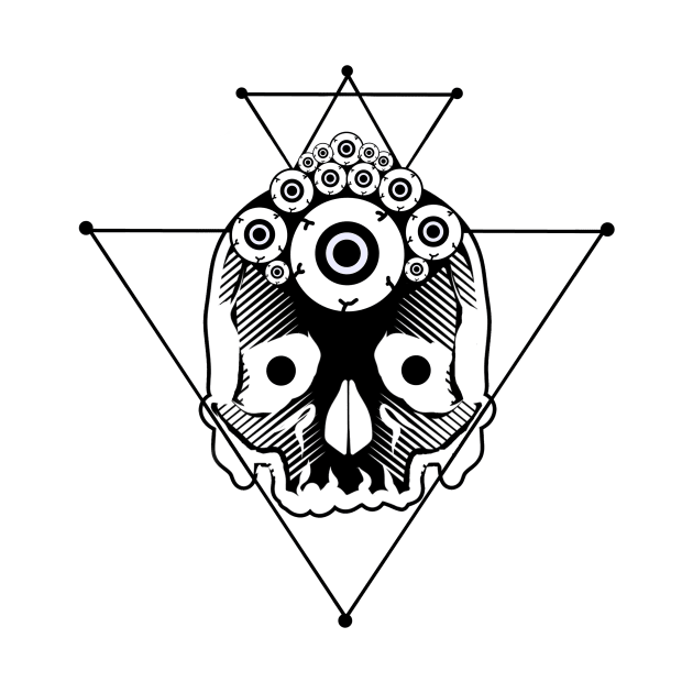 Trippy Skull With Many Eyes by KohorArt