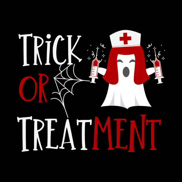 Trick or treatment funny Nurse Halloween ghost in Nurse hat design by BlueLightDesign