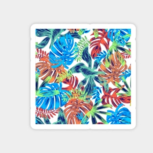 Tropical Neon Leaves Pattern Magnet